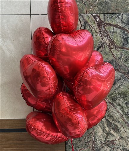 10 adet Kırmızı Kalpli Helyum Balon