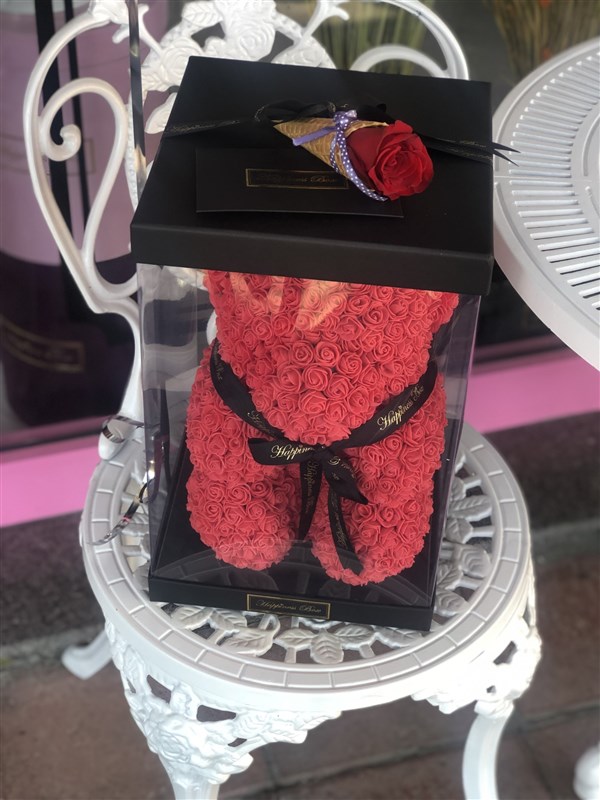 Kırmızı Rose Teddy Bear - Güllerden Ayıcık