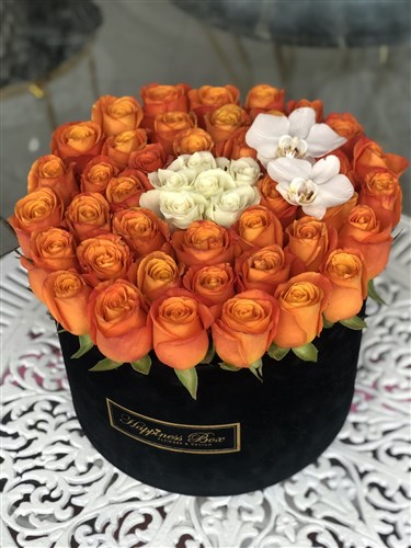 Siyah Mega Kutuda Turuncu Güller