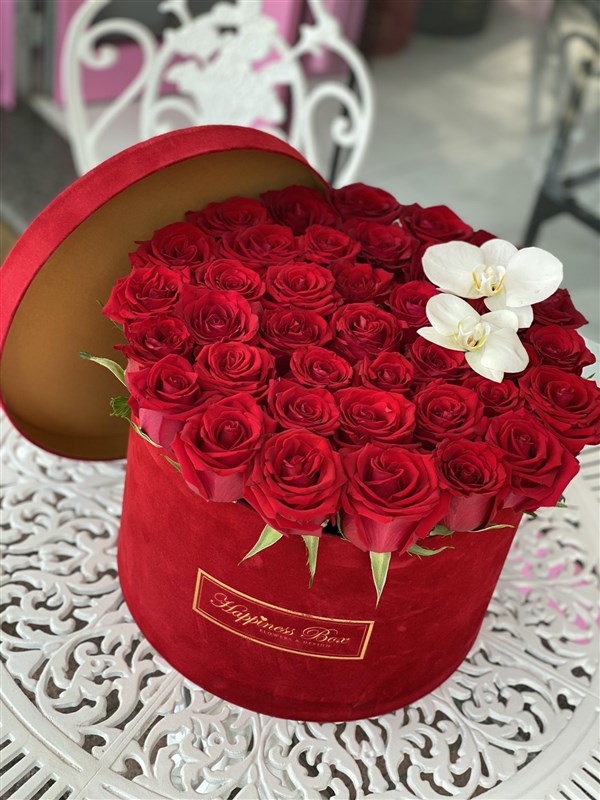 Kırmızı Kadife Mega Kutuda Kırmızı Güller