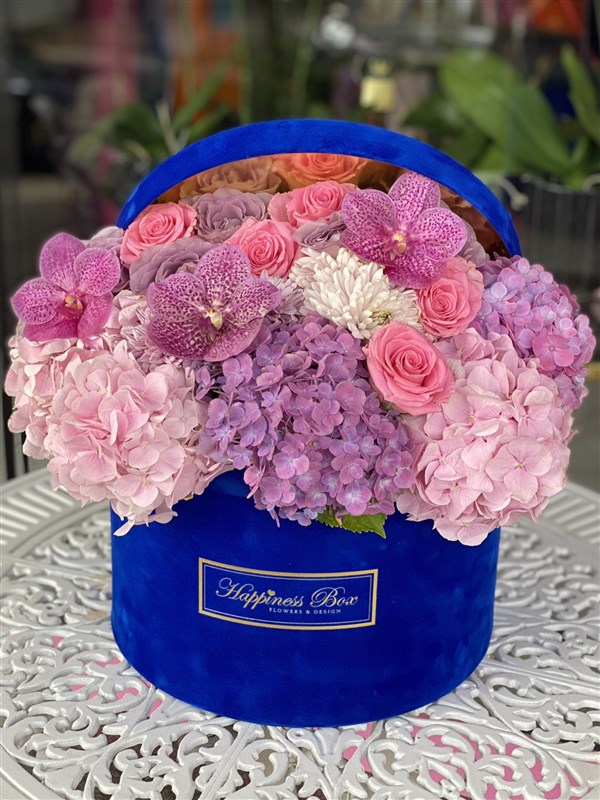 Mavi Mega Kadife Tasarım Kutuda Aranjman