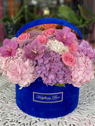 Mavi Mega Kadife Tasarım Kutuda Aranjman