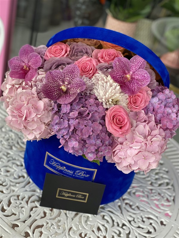 Mavi Mega Kadife Tasarım Kutuda Aranjman