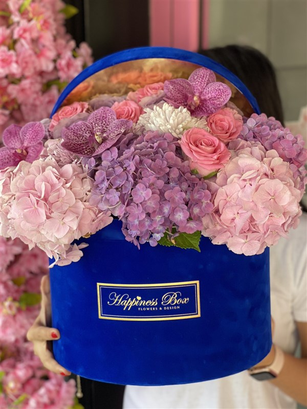 Mavi Mega Kadife Tasarım Kutuda Aranjman