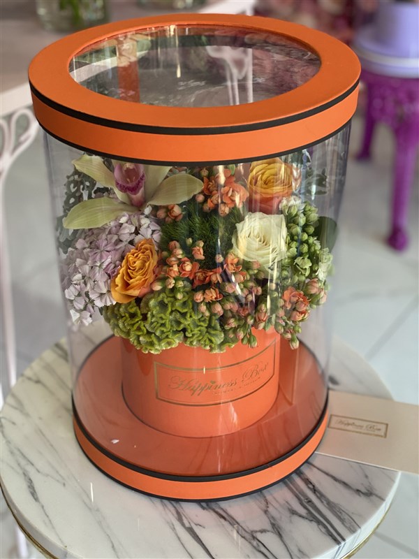 Turuncu Silindir Asetat Kutuda Aranjman.