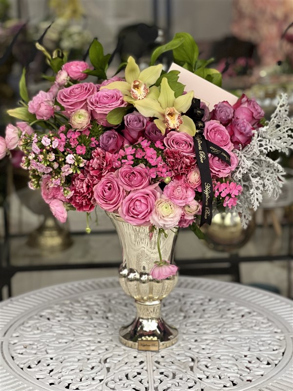 Büyük Lüks Vazoda Pembe Aranjman