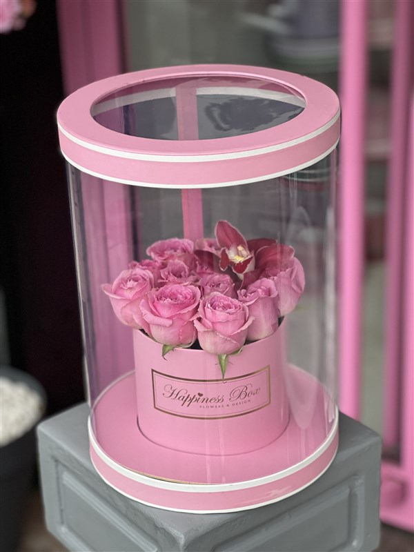 Pembe Tasarım Kutuda Pembe Güller