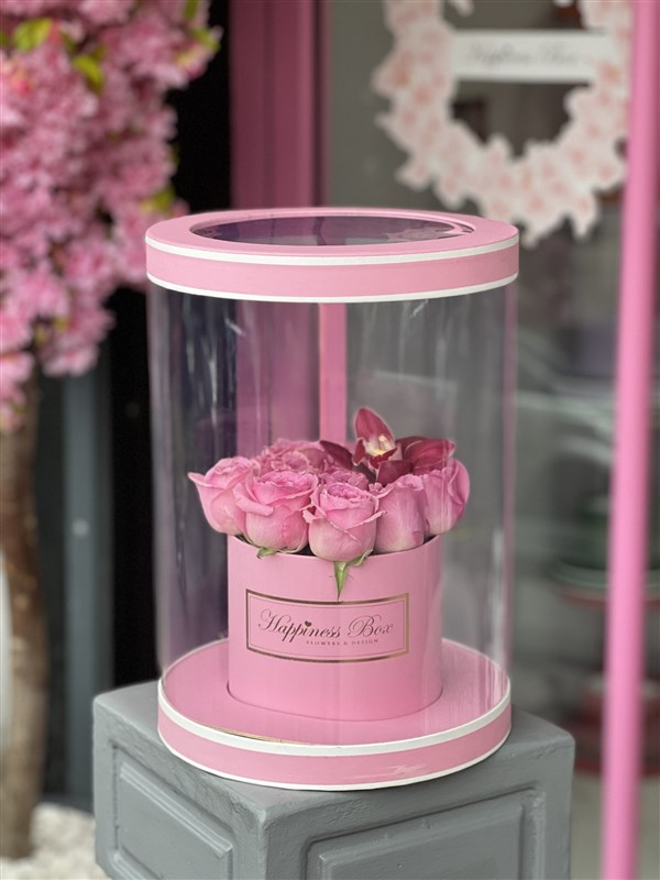 Pembe Tasarım Kutuda Pembe Güller