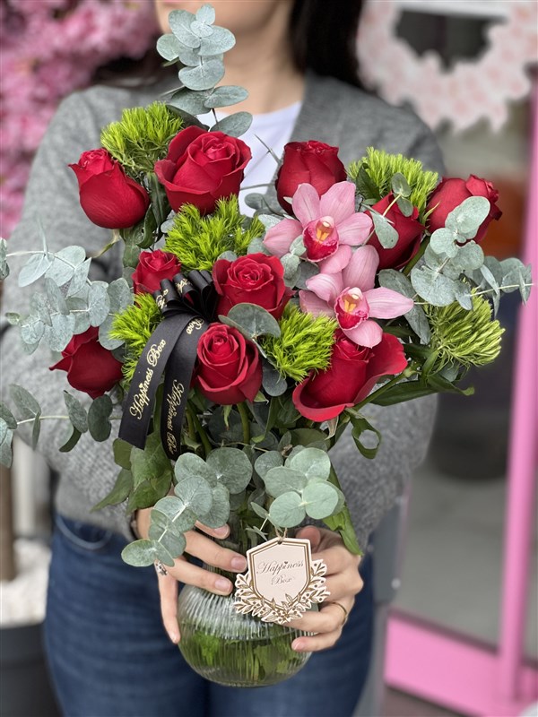 Vazoda 10'lu Kırmızı Güller