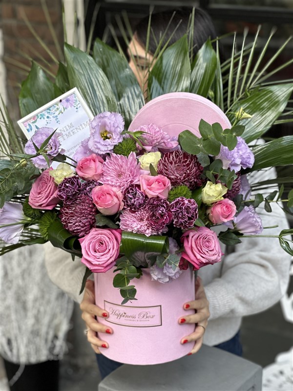 Çerçeveli Kart Mesajlı Pembe Aranjman
