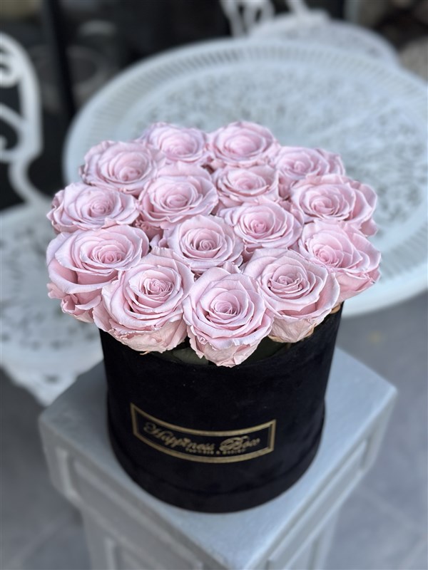 Siyah Kadife Kutuda Pembe Solmayan Güller