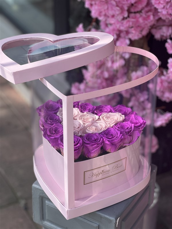 Kalpli Tasarım Kutuda Pembe Solmayan Güller