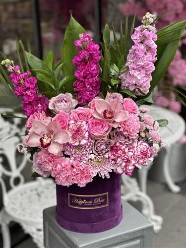 Mor Kadife Kutuda Pembe Tonlarında Aranjman