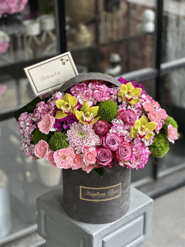 Füme Kadife Kutuda Pembe Deluxe Aranjman