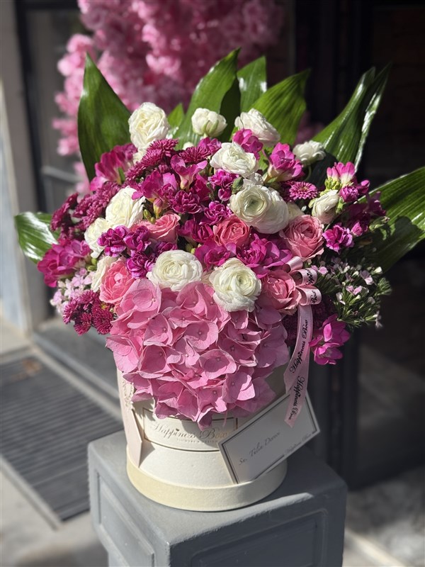 Jessica Bej Kadife Kutuda Pembe Bahar Çiçekleri