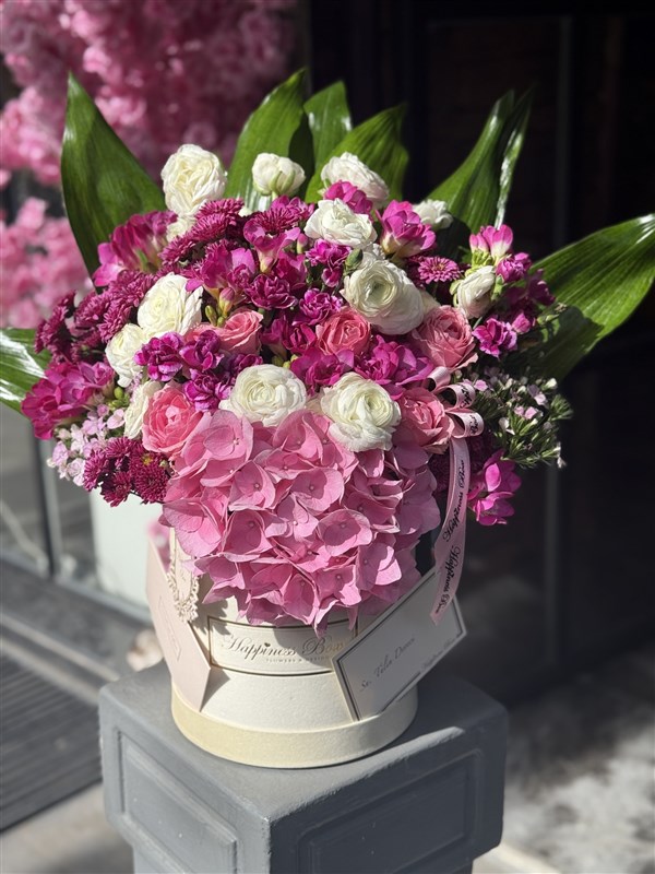 Jessica Bej Kadife Kutuda Pembe Bahar Çiçekleri