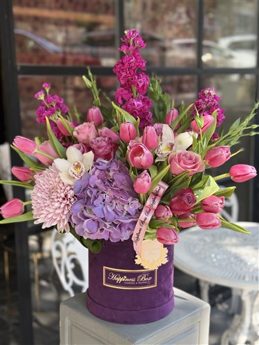 Purple Kutuda Ortanca ve Laleler