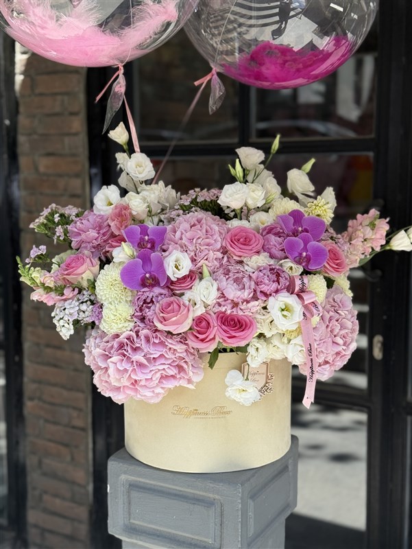 Pink Dream - Pembe Ortanca ve Pembe Güller Aranjmanı