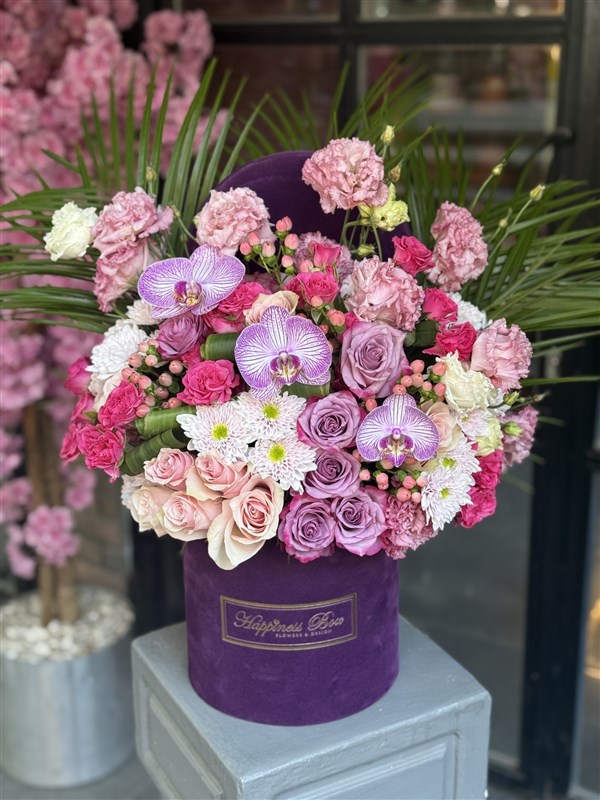 Alessia Mor Kutuda Pembe Mor Çiçekler