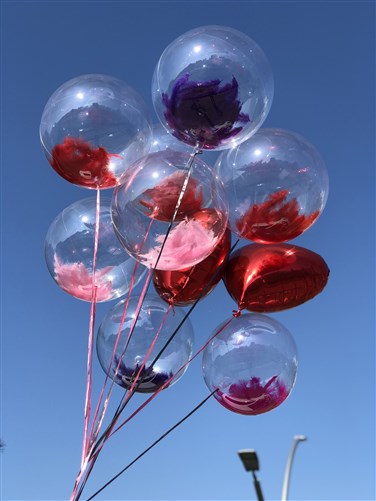 Şeffaf Tüylü Balon Demeti