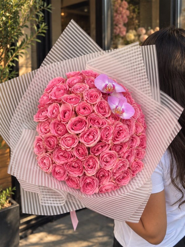 50 Pembe Gül Buketi