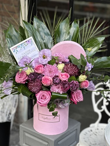 Çerçeveli Kart Mesajlı Pembe Aranjman