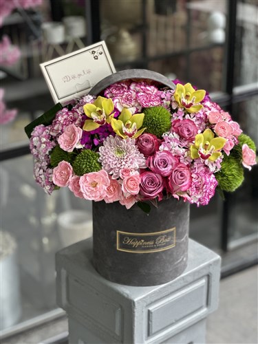 Füme Kadife Kutuda Pembe Deluxe Aranjman