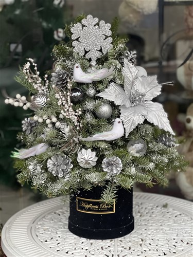 Silver Süslemeli Yılbaşı Ağacı - Canlı El Yapımı