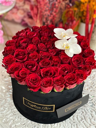 Siyah Mega Kutuda Kırmızı Güller