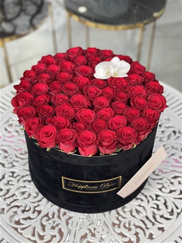 Siyah Mega Kutuda Kırmızı Lüks Güller