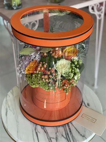 Turuncu Silindir Asetat Kutuda Aranjman.