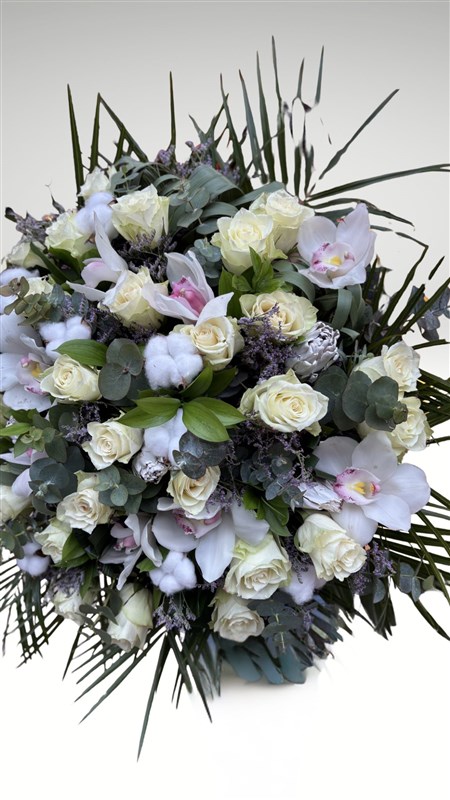 CYMBİDİUM BEYAZ GÜL BUKETİ