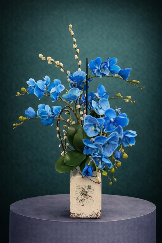 YAPAY MAVİ ORKİDE ARANJMANI