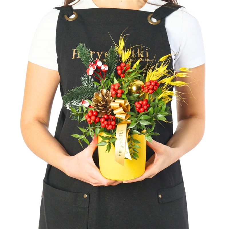 Merry Bloom Yellow (Kokina Arrangement in a Yellow Pot)