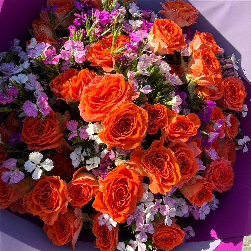 Spring Edition (Orange Mixed Garden Rose Bouquet)