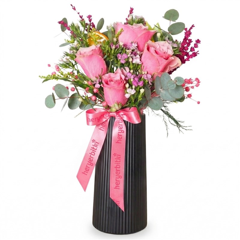 Floral Pink Romance (Bouquet of Pink Roses)