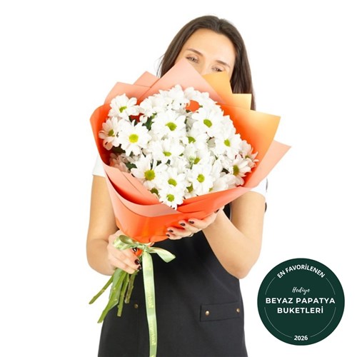 Beyaz Papatya Buketi (Energy Daisy Bouquet)