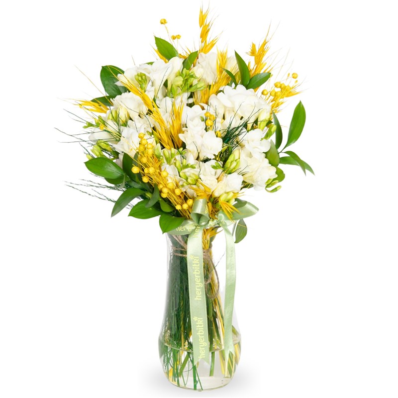 White Freesia Arrangement in a Vase