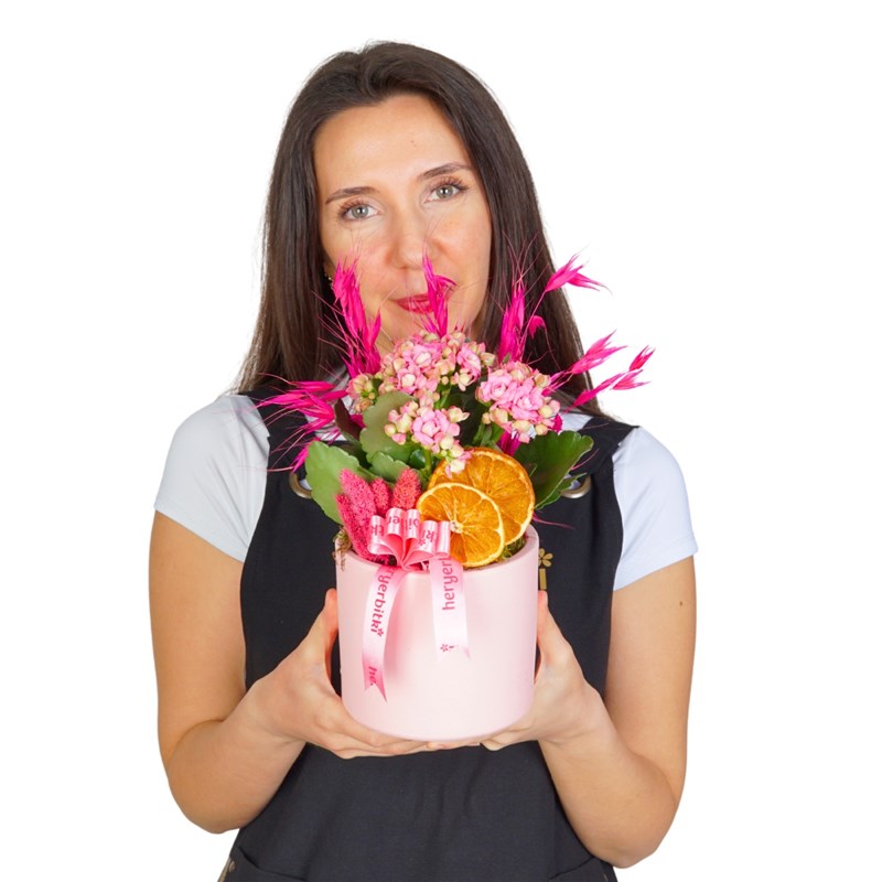 Pembe Saksıda Çiçekli Pembe Kalanşo