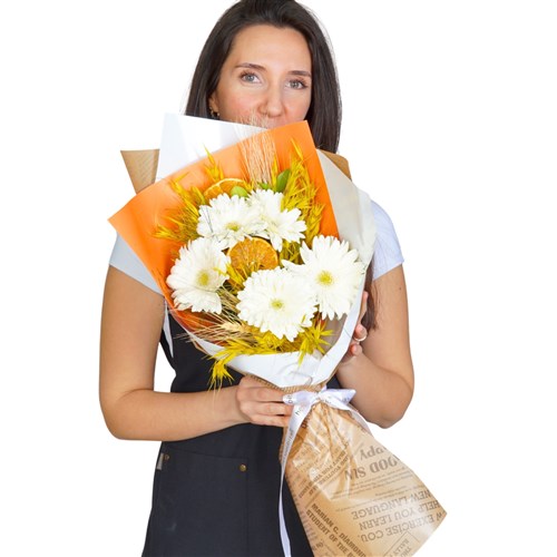 Angel White (White Gerbera Bouquet)