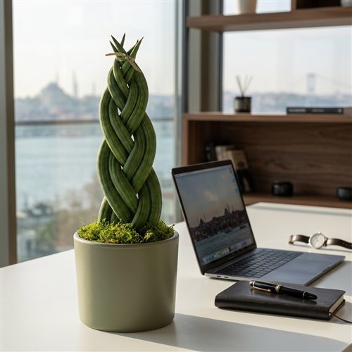 Paşa Kılıcı - Örgülü, Yeşil Saksıda (Sansevieria)