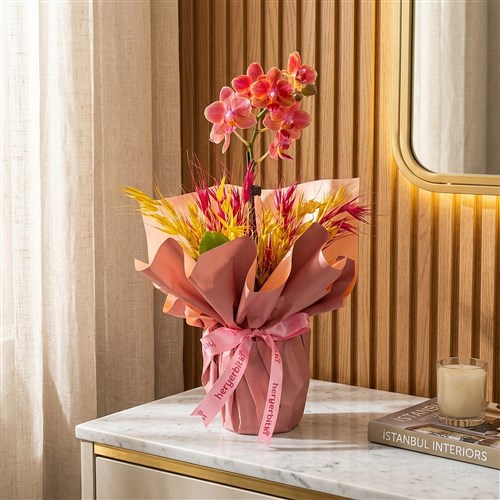 Bliss Pink Touch (Coral Ateş Orkide Aranjmanı)