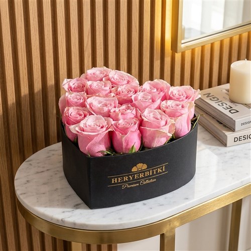 Heart Premium Box with 19 Pink Roses
