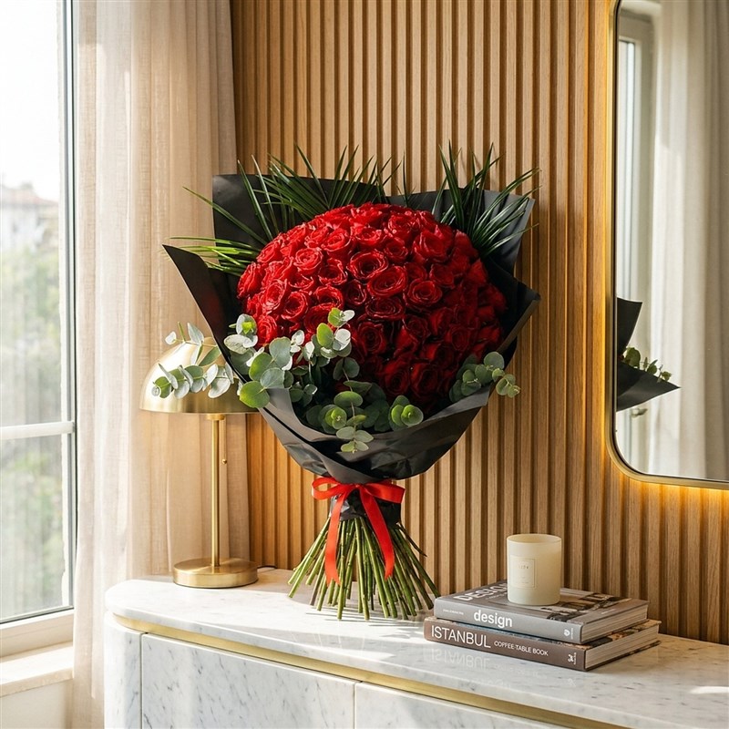 101 Adet Kırmızı Güller Buketi (Endless Love 101 Roses)