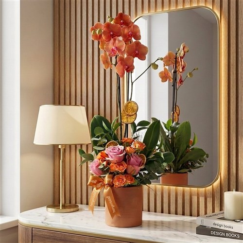 Inspiration Bloom (Coral Orkide ve Güller Aranjmanı)