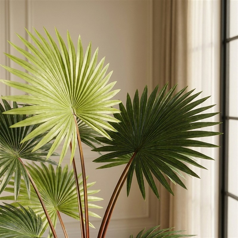 Artificial Fan Palm Tree 135cm - with Plastic Pot