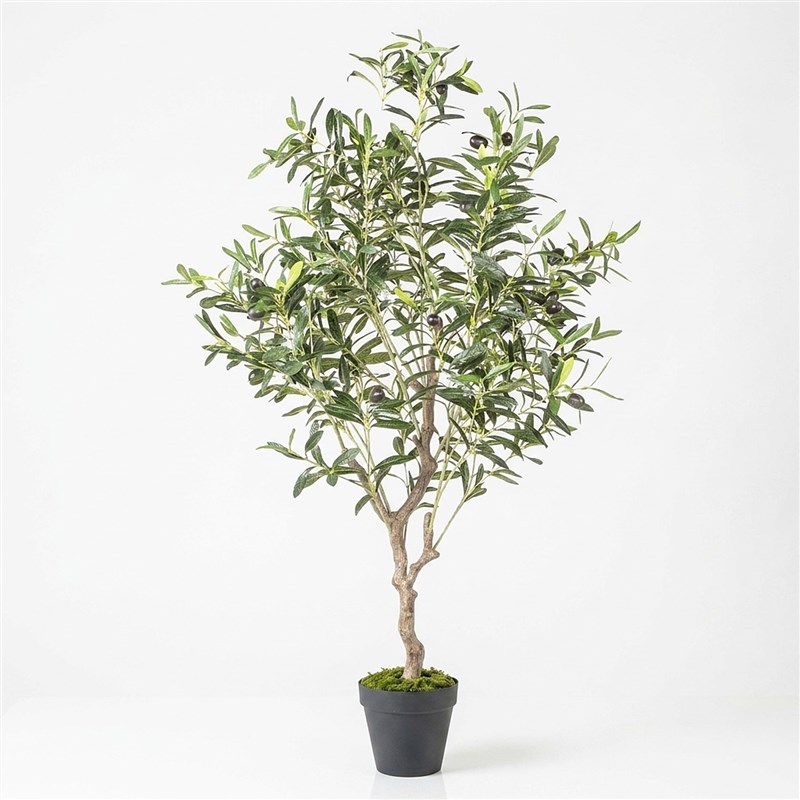 Artificial Olive Tree with Spiral Trunk, 120cm - in Clay Pot