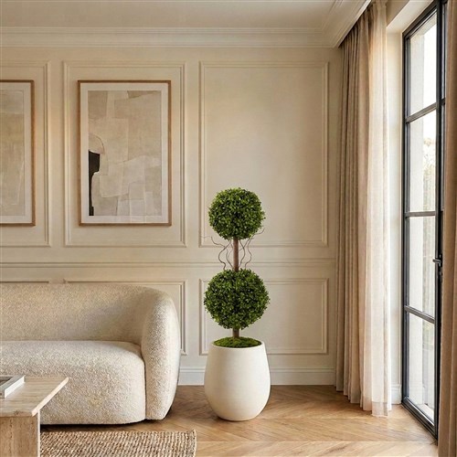 Yapay 2 Katlı Top Şimşir 115cm - Plastik Saksıda