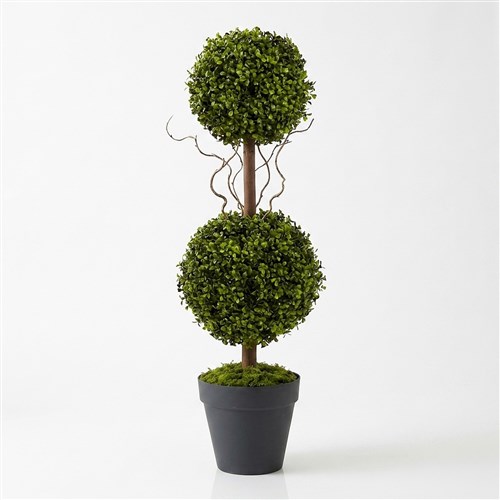 Yapay 2 Katlı Top Şimşir 115cm - Plastik Saksıda