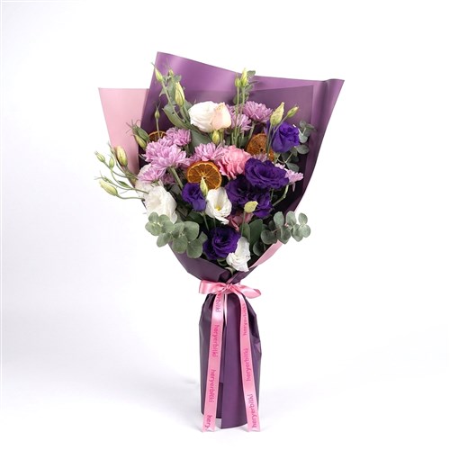 Lisyantus ve Papatya Buketi - Floral Violet